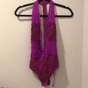 Free People open back sheer body suit